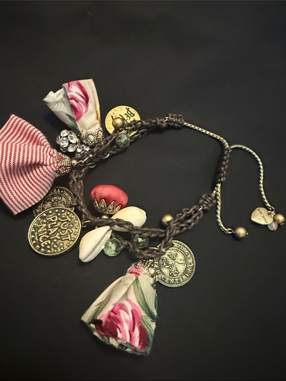Betsey Johnson “Cameo Critters” bracelet Multicolor Tassel Charm Bracelet - Picture 3 of 8
